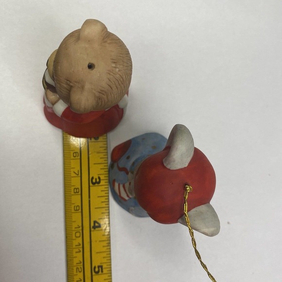 2/Two Jasco 1980 Critter Bells Mouse & Bear Porcelain Christmas Bell Vintage - Picture 11 of 12